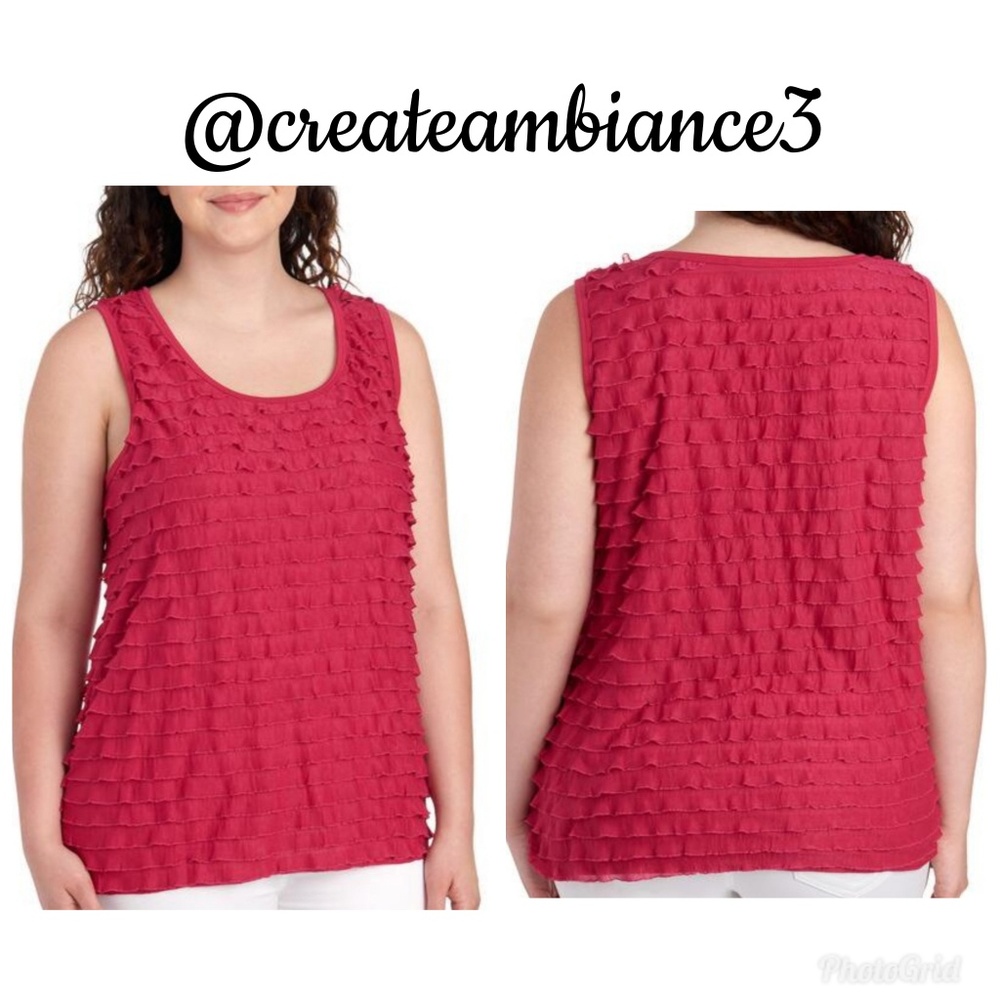 Cascading Ruffle Sleeveless Top
